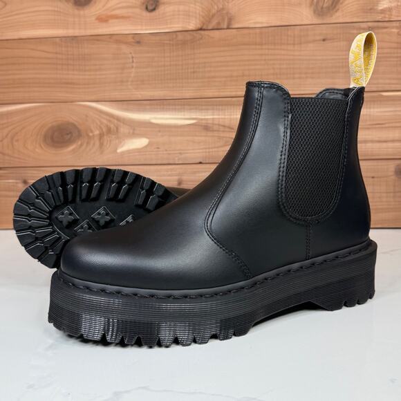 Dr Martens 2976 Quad Chelsea Boots Platform Black Womens Size 11 - Mens 10 Vegan - Picture 9 of 15